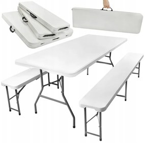 JAKS Set pliabil pentru bere 180 cm alb
