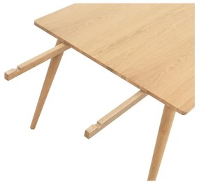 Masă de dining în culoare naturală extensibilă cu blat cu aspect de lemn de stejar 150x90 cm Barrali – Unique Furniture