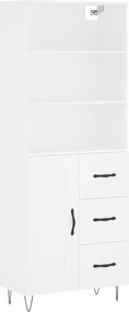 vidaXL Dulap înalt, alb, 69,5x34x180 cm, lemn compozit