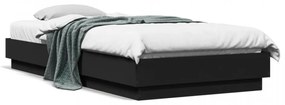Cadru de pat cu lumini LED, negru, 90x200 cm