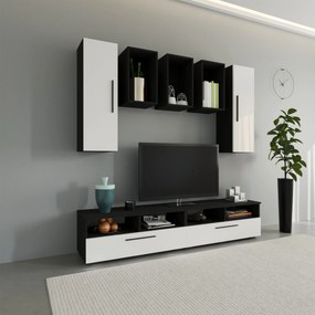 Living haaus V9, Negru/Alb Lucios, MDF, L 190 cm