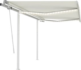 vidaXL Copertină retractabilă manual cu LED, crem, 3x2,5 m