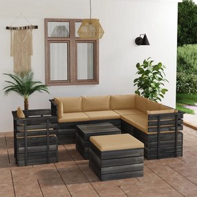 3062034 vidaXL Set mobilier grădină paleți cu perne 8 piese lemn masiv pin