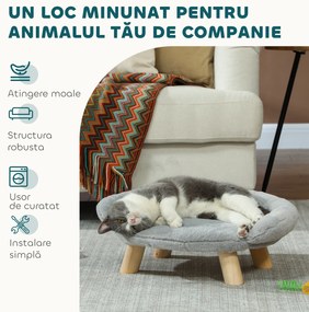 PawHut Canapea Înălțată pentru Câini și Pisici cu Spătar, 47x40x20 cm, Gri | Aosom Romania