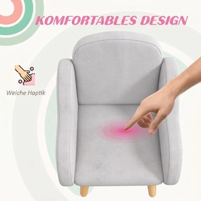 ZONEKIZ Fotoliu pentru Copii în Stil Scandinav cu Cotiere, Fotoliu din Material Textil pentru Copii până la 3 ani, 46x51x55 cm, Gri | Aosom Romania