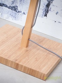 Lampadar modern cu baza din lemn si abajur textil FUJI, gri deschis FUJI/F/4723/LG