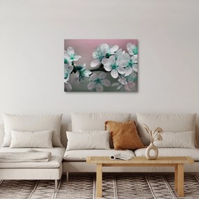 Tablou cu floare - turcoaz (70x50 cm)