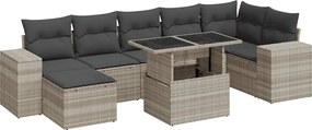 vidaXL Set mobilier de grădină cu perne, 8 piese gri deschis poliratan