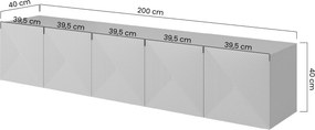 Comodă TV suspendată Asha 200 cm cu front striat - casmir