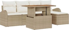 vidaXL Set de canapele pentru grădină 6 pcs Bej Rattan poli
