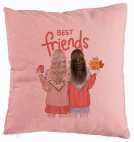 Perna Decorativa, Model Best Friends, 40x40 cm, Roz, Husa Detasabila, Burduf