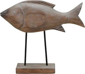 Decoratiune in forma de peste, din lemn reciclat, H39 Wooden Fish