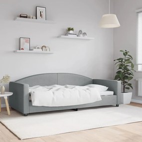 vidaXL Pat de zi, gri deschis, 90x200 cm, material textil