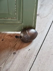 Opritor de ușă din fontă în formă de ghindă, maro antichizat, finisaj mat, 13×7,5×7,3 cm, „Acorn"