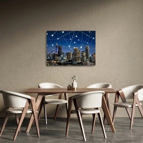 Tablou pe sticlă - Municipiul nocturn (70x50 cm)