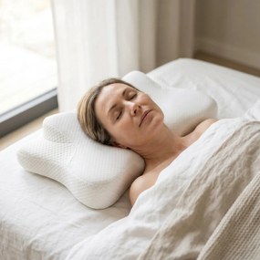 Perna cervicala ortopedica CERVI-SAN Relax memory foam pentru gat si umeri, Alb