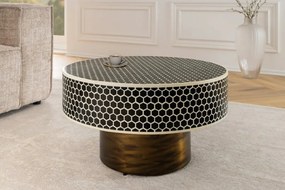 Masuta de cafea rotunda, Mozaic incrustat, Alb-Negru, HARMONY NATURE 60cm