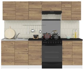 Set mobilier bucătărie 240 cm Junona Line (zadă sibiu auriu + Alb). 1098515