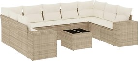 vidaXL Set canapele de grădină cu perne, 10 piese, bej, poliratan