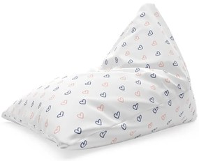 Sac de șezut Triangl inimioare pe alb, alb