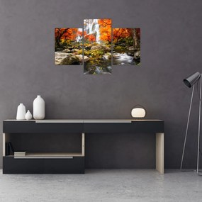 Tablou - Cascade în peisaj de toamnă, portocaliu (90x60 cm)