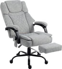 HOMCOM Scaun de birou cu spătar înalt și masaj, cu vibrații, funcție de încălzire, spătar reglabil, suport pentru picioare, telecomandă, gri | Aosom Romania