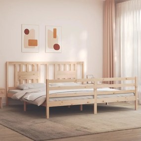 3194591 vidaXL Cadru pat cu tăblie 200x200 cm, lemn masiv de pin