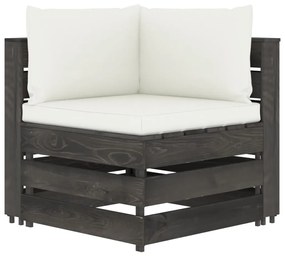 Canapea de colt modulara cu perne, gri, lemn impregnat 1, cream and grey, Canapea coltar