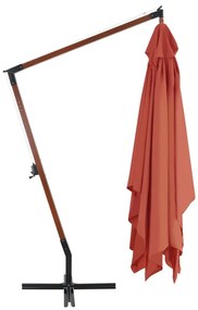 Umbrela suspendata cu stalp din lemn, caramiziu, 400 x 300 cm Terracota