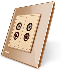 Priza dubla audio Livolo cu rama din sticla