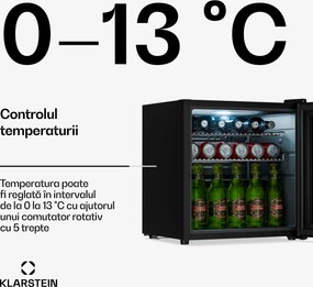 Klarstein Beersafe frigider pentru băuturi cu ușă din sticlă oglindă | 44 x 48 cm | iluminare interioară LED