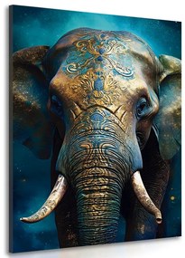 Tablou elefant albastru-auriu
