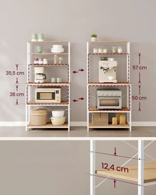 Raft de bucatarie LORANO 167x80 cm, alb / decor stejar