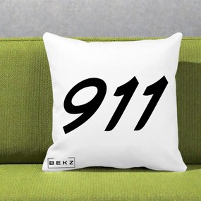 Perna Personalizata 911 Bold, 40x40 cm, Alba Mata, Husa Detasabila, Perna Inclusa, BEKZ®