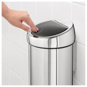 Cos de gunoi Brabantia Touch Bin 647210, 3 L, Deschidere lina si silentioasa, Montare pe perete, Otel inoxidabil lucios, Inox