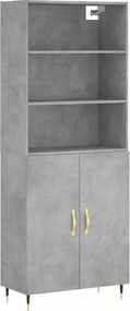 vidaXL Dulap înalt, gri beton, 69,5x34x180, lemn compozit