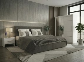 Set dormitor Malibu Gri cu dulap Atlantic 150 cm Alb