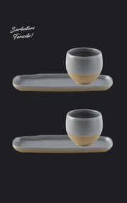 Set Cadou Heritage Gri Cafea (2 Pahare Heritage 300ml + 2 Platouri Heritage lungime 22,5cm, latime 10cm)