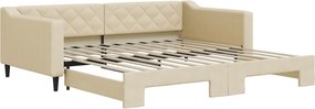 vidaXL Pat de zi cu extensie, crem, 100x200 cm, textil