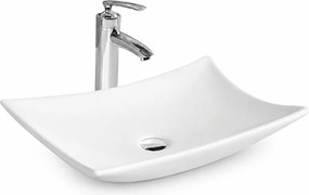 Lavoar baie dreptunghiular pe blat ceramica alb lucios
