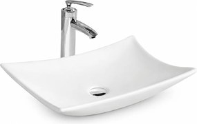 Lavoar baie dreptunghiular pe blat ceramica alb lucios