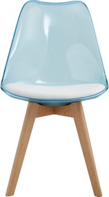 Scaun, albastru transparent, acrilic/piele ecologică/fag, BALI 2 NEW