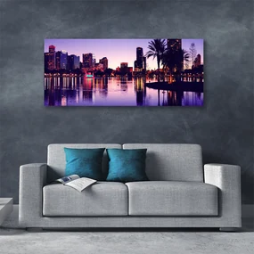 Tablou pe panza canvas Oraș Case Violet Negru
