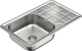 Chiuveta inox Quadron Louis 111 cu o cuva cu picurator finisaj inox texturat 47x48 cm