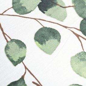 Lenjerie de pat Matex Satin Acuarelă frunze de eucalipt , 140 x 200 cm, 70 x 90 cm