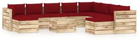 Set mobilier de gradina cu perne, 11 piese, lemn verde tratat Vinsko rde  a in rjava, 11