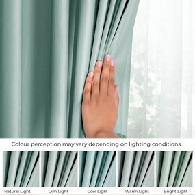 Draperie verde-deschis dimout (semi-opacă) din catifea 140x245 cm Pleat – Restilo