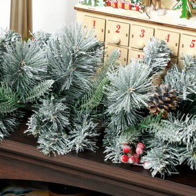 HOMCOM Ghirlanda de Crăciun Ø25x183 cm cu 50 de Lumini LED, Conuri de Pin și Boabe | Aosom Romania