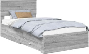 vidaXL Cadru de pat cu headboard Gri Sonoma 100 x 200 cm Lemn compozit