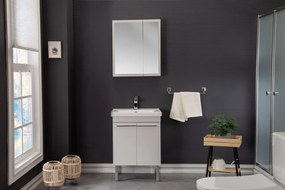 Set Mobilier Baie Salda 60, Include Baza Lavoar, Lavoar și Oglinda, 60 cm, Alb